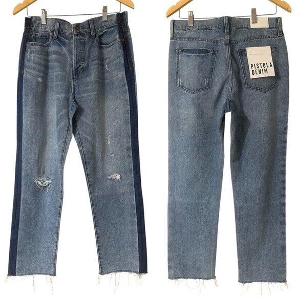 New Pistola Charlie High Rise Straight Leg Distressed Ankle Jeans Size 29 - Picture 10 of 11